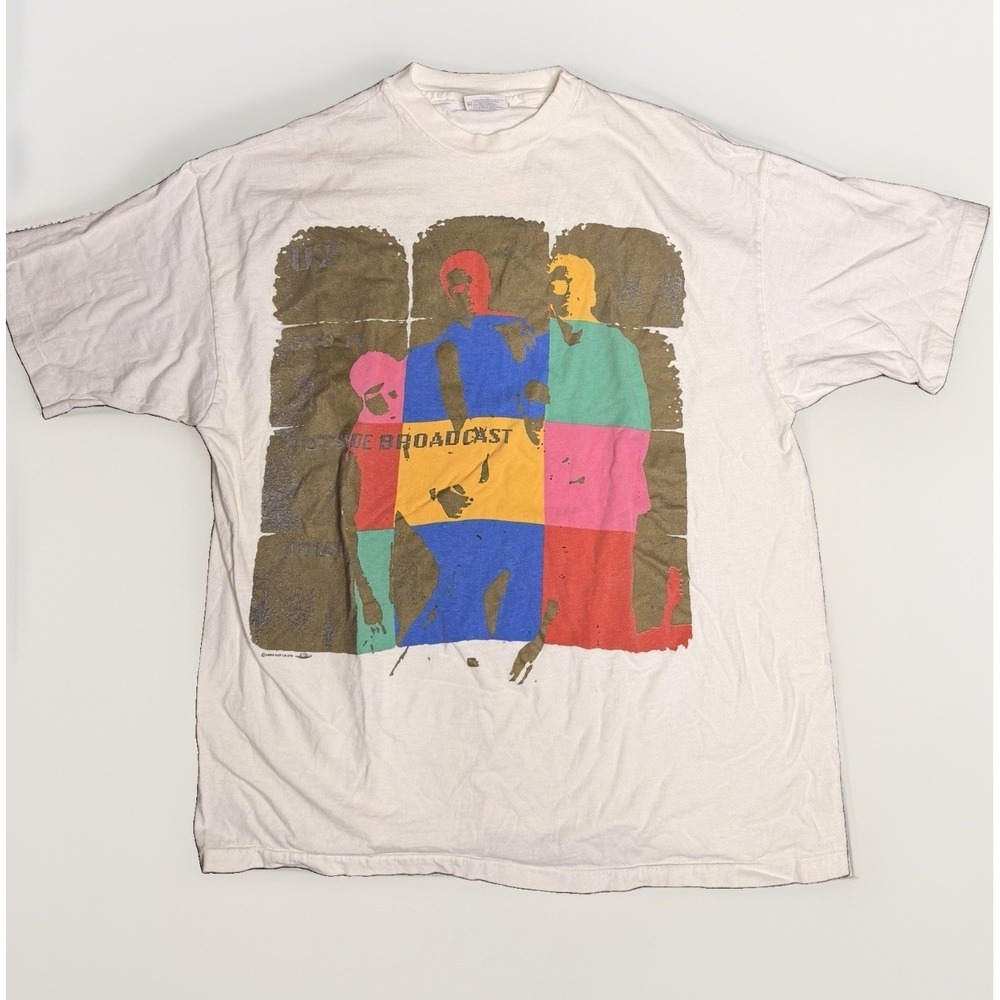 Vintage 1992 U2 Zoo TV Tour Shirt – 'Outside Broadcast' Hanes Beefy-T, Size XL